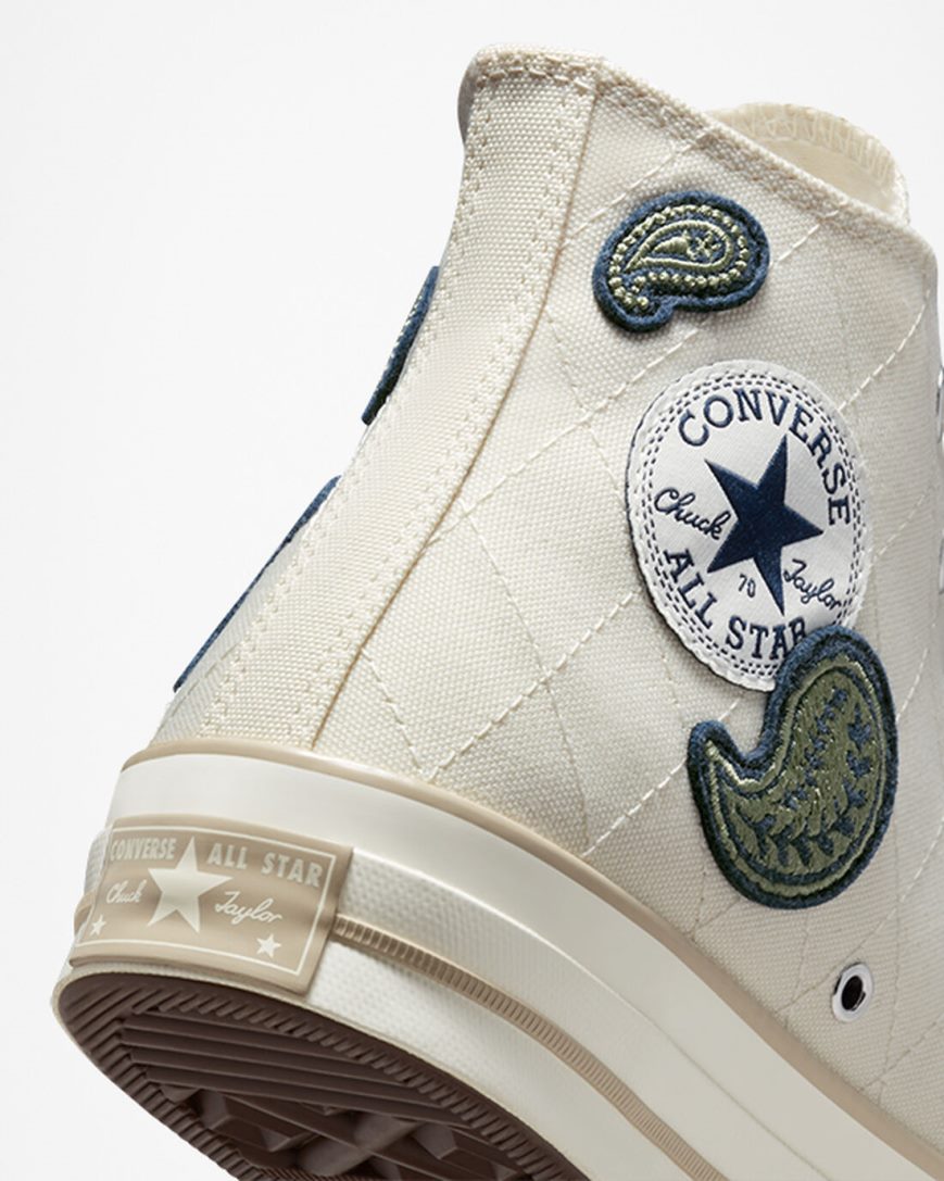 Tenis Converse Chuck 70 Crafted Patches Cano Alto Feminino Bege Azul Marinho Verdes | PT D039850